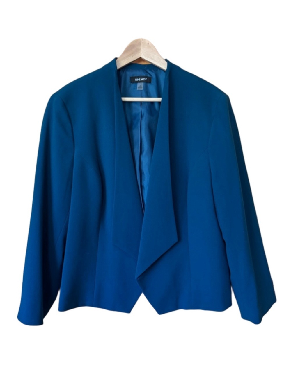 Nine West Deep Teal Draped Open-Front Cropped Tailored Blazer size 18